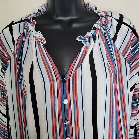 Lane Bryant long sleeve striped peplum top blouse 18/20 - Picture 6 of 8